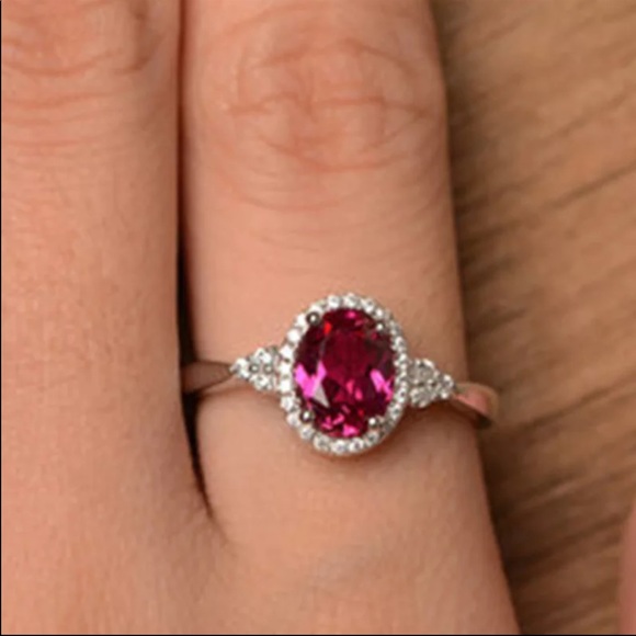 New Women’s 925 Silver Beautiful Ruby Girls Ring - Picture 2 of 5